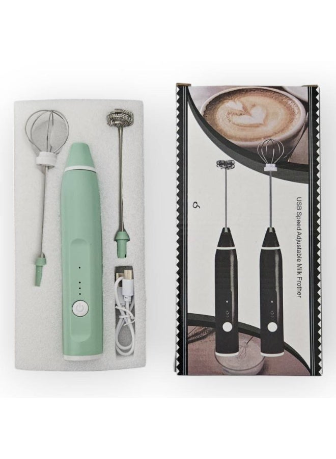 مضرب نسكافيه الاصدار الجديد موتور قوي شحن تايب سي لعمل فوم و رغوة حليب ٣ سرعات اللون اخضر فاتح - Image 2